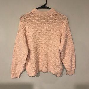 Vintage mixed knit mock neck sweater